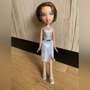 Stylish Bratz Doll with White Dress and Blue Shoes